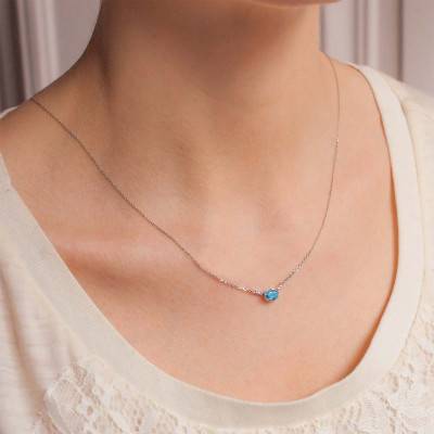 Collier Elsa Topaze Or Blanc 375, Longueur 42 cm - Vandona