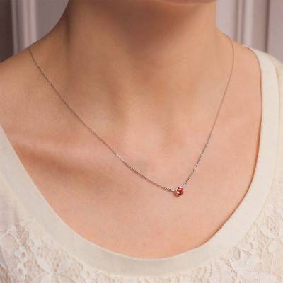 Collier Rosa Grenat Or Blanc 9 Carats, Longueur 42 cm - Vandona