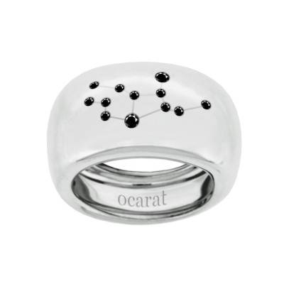 Bague Constellation de la Vierge en Argent 925 & Diamants Noirs - Ocarat