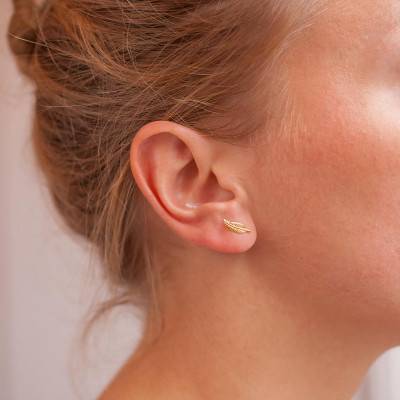 375 Yellow Gold Feather Stud Earrings - Maison Ballet by Scarlett