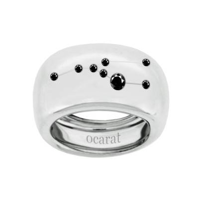 Bague Constellation du Taureau en Argent 925 & Diamants Noirs - Ocarat