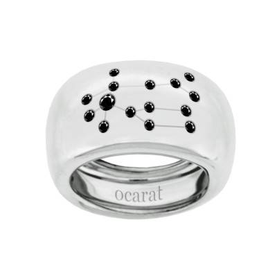 Bague Constellation des Gémeaux en Argent 925 & Diamants Noirs - Ocarat