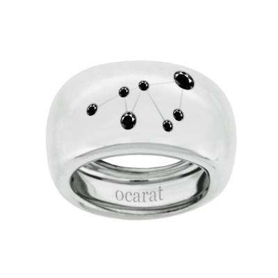925 Silver & Black Diamond Capricorn Constellation Ring - Ocarat