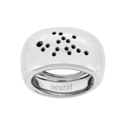 925 Silver & Black Diamond Sagittarius Constellation Ring - Ocarat