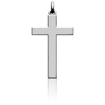 Croix à Fil Carré en Or Blanc 750 - Becker