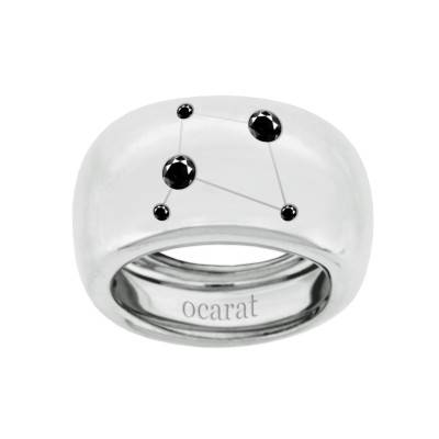 925 Silver & Black Diamond Libra Constellation Ring - Ocarat