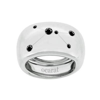 925 Silver & Black Diamond Cancer Constellation Ring - Ocarat