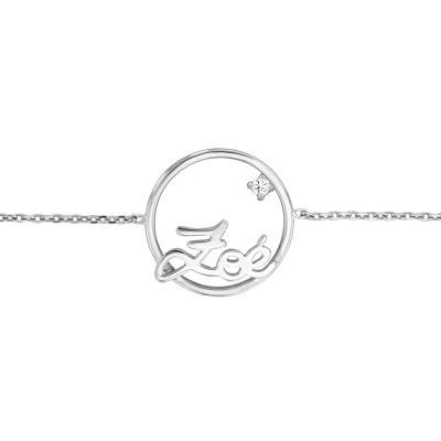 Bracelet prénom personnalisé 15mm, Or Blanc 375, Longueur 13 ou 18 cm ajustable - Scarlett or Scarlett