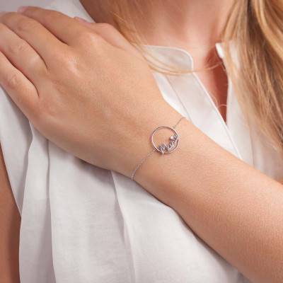 Bracelet prénom personnalisé 18 mm Or Blanc 375, Longueur 13 ou 18 cm ajustable - Scarlett or Scarlett