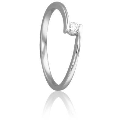 Bague Solitaire Apesanteur en Or Blanc 750 & Diamant 0,08 ct - Amore