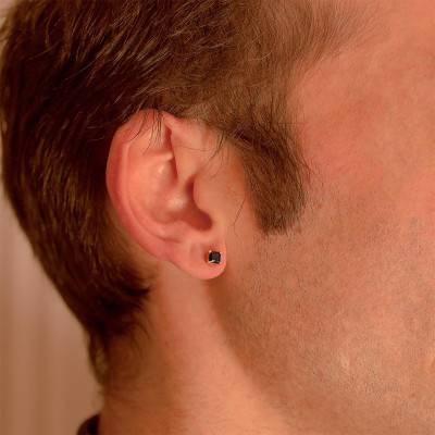 1 Boucle d'Oreille Or Jaune 750, Black Square 0,50 ct - Emanessence