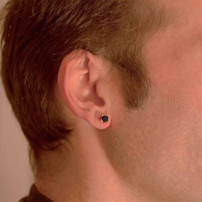 1 Boucle d'Oreille Or Jaune 750, Black Square 1 ct - Emanessence