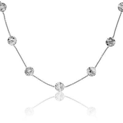 375/1000 White Gold Crinkled Disc Necklace, 45 cm - Maison Ballet by Scarlett
