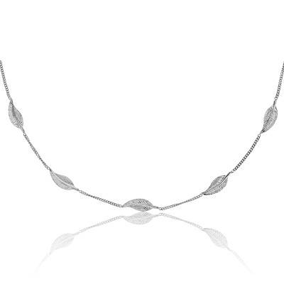 Collier Plumes en Or Blanc 375, Longueur 42 cm - Scarlett or Scarlett