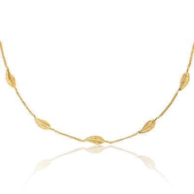 375 Yellow Gold Feather Necklace, 42 cm Length - Maison Ballet by Scarlett