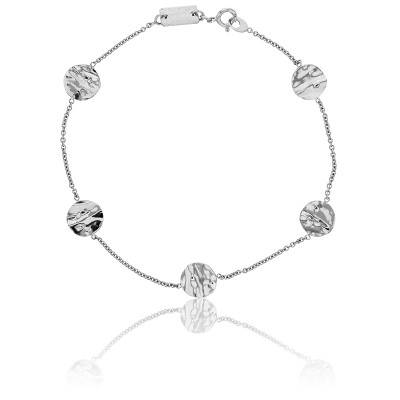 375/1000 White Gold Crinkled Disc Bracelet, 18 cm Length - Maison Ballet by Scarlett