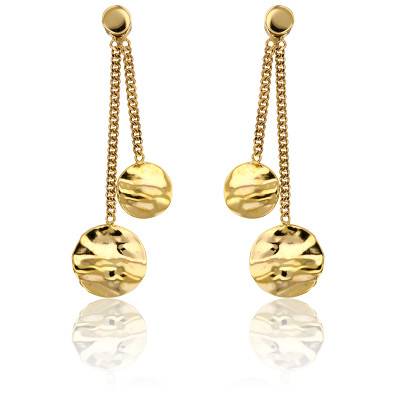 375 Yellow Gold Crinkled Disc Drop Earrings - Maison Ballet by Scarlett