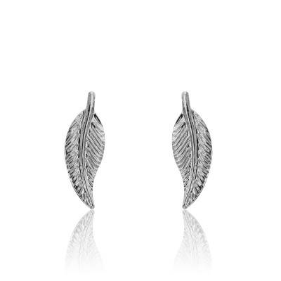 Boucles d'Oreilles Plume en Or Blanc 375 - Scarlett or Scarlett