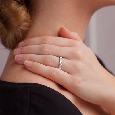 Alliance Ruban Confort Helena en Platine 950 & Demi-Rail de Diamants 0,60ct, Largeur 3,10 mm - Alliantine
