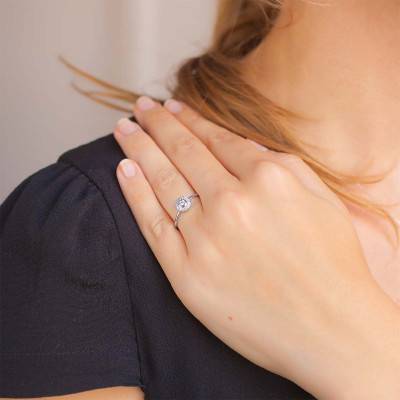 Bague de fiançailles Princesse Or Blanc 750 & Diamants - Juweel