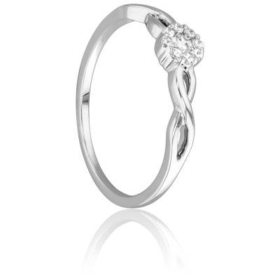 Bague Fleur Délicate en Or Blanc 750 & Diamants - Juweel