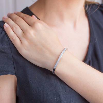 Bracelet Impératrice Or Blanc 750 et Diamants, Diamètre 57 mm, Largeur 4,00 mm - Juweel