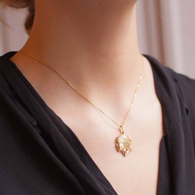 750/1000 Yellow Gold Moor's Head Pendant, 15 mm Width - Lucas Lucor