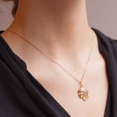 Two-Tone 750/1000 Gold Moor's Head Diamond Pendant, Height 14 mm - Lucas Lucor