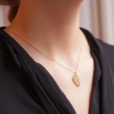 750 Yellow Gold Satin Corsica Pendant, 22 x 10 mm - Lucas Lucor