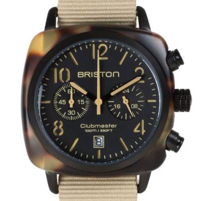 Montre Clubmaster Chrono Date Acétate Ecaille Mat Cadran Noir Mat - Briston