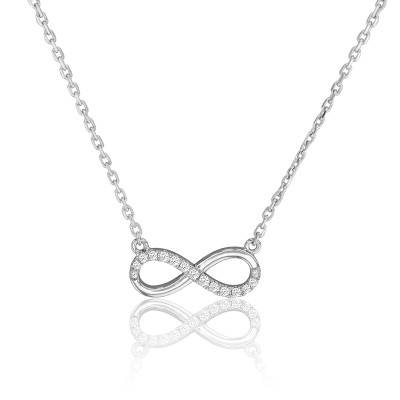 Collier Eternity Star en Or Blanc 750 & Diamants, Longueur 42 cm - Juweel
