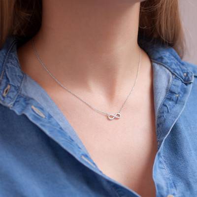 Collier Eternity Star Or Blanc 750 et Diamants, Longueur 42 cm - Juweel