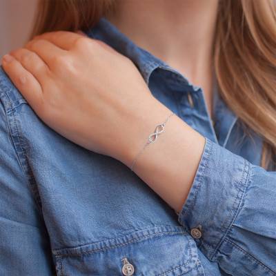 18K White Gold & Diamond Eternity Star Bracelet, Length 18 cm - Juweel