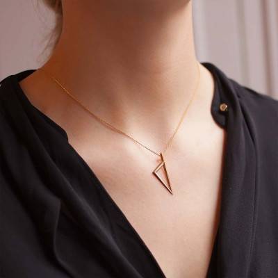 18K Yellow Gold Triangular Corsica Pendant, 11 x 32 mm - Lucas Lucor