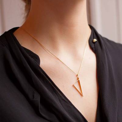 750 Yellow Gold Triangular Corsica Pendant, 13 x 38 mm - Lucas Lucor