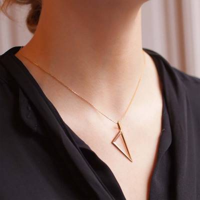 750 Yellow Gold Triangular Corsica Pendant, Large Model - Lucas Lucor