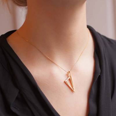 Triangular Corsica 750/1000 Yellow Gold & Diamond Pendant - Lucas Lucor