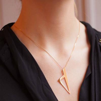 750 Yellow Gold Triangular Corsica Pendant, 28 x 49 mm - Lucas Lucor