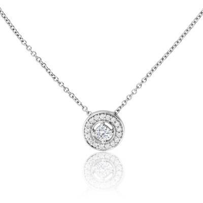 Collier Solitaire Ajourée en Or Blanc 375 & Diamants, Longueur de 40 cm à 42 cm - Diamond Lady