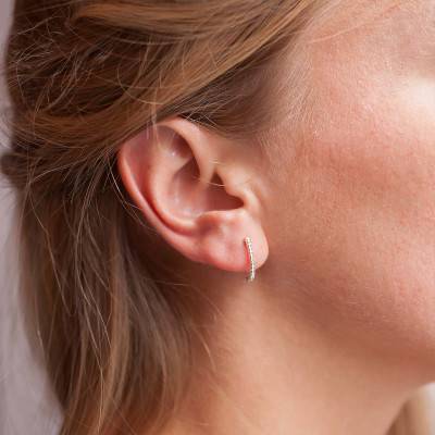 Boucles d'Oreilles Or Blanc 750 et Diamants - Kundan