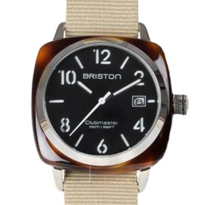 Montre Clubmaster HMS Date Acétate Ecaille Cadran Noir - Briston