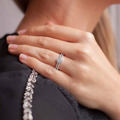 Aloki 750 White Gold Diamond Engagement Ring 0.26 ct - Kundan