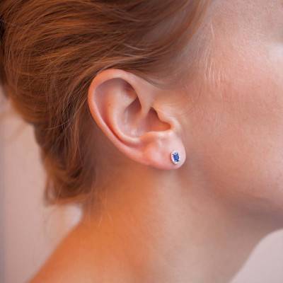 Boucles d'oreilles Or Blanc 750, saphir & diamants HSI - Les Valentines