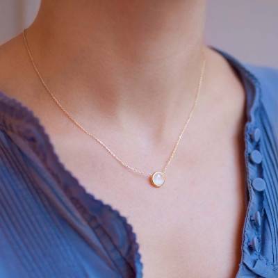 Collier Rond Pierre de Lune Blanche 8 mm, Longueur 42 cm - Les Valentines
