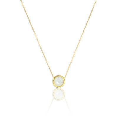 Collier Rond Pierre de Lune Blanche, Longueur 42 cm - Les Valentines