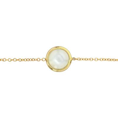Bracelet-Chaîne Rond Pierre de Lune Blanche, Longueur 16 à 18 cm - Les Valentines