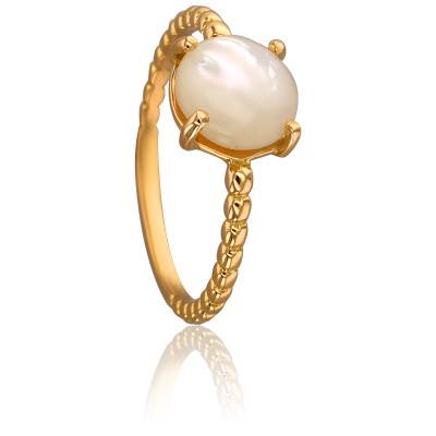 Bague Perlée en Or Jaune 750 & Nacre Blanche - Les Valentines