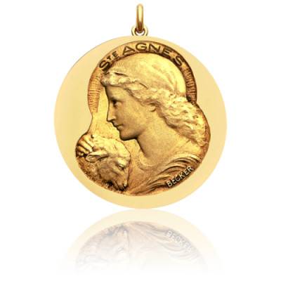 Médaille Sainte Agnès Or Jaune 750, Diamètre 15 mm à 20 mm - Becker