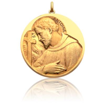 750/1000 Yellow Gold Saint Anthony Medal, Diameter 15 mm to 20 mm - Becker