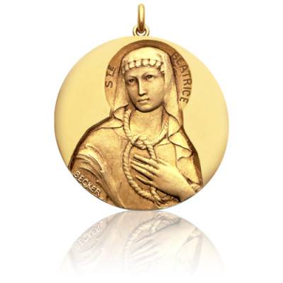 Médaille Sainte Béatrice Or Jaune 750, Diamètre 15 mm à 20 mm - Becker